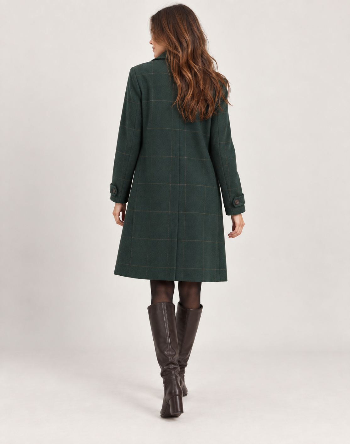 Anouchka | Manteau Carreaux Ajusté Mi-Cuisse