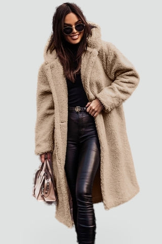 Joanna | Manteau Long Teddy à Capuche