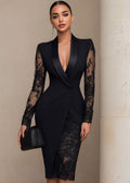 Georgette | Robe Midi Dentelle Style Blazer