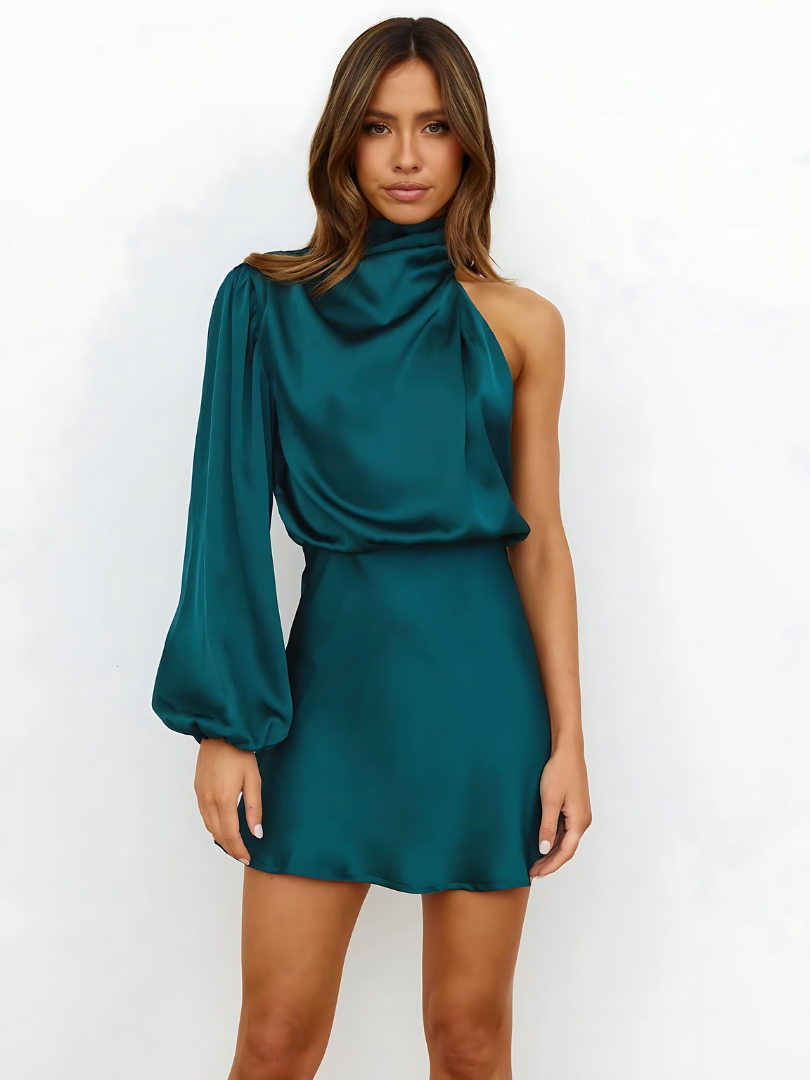 Bernadette | Robe Satin Une Épaule Femme