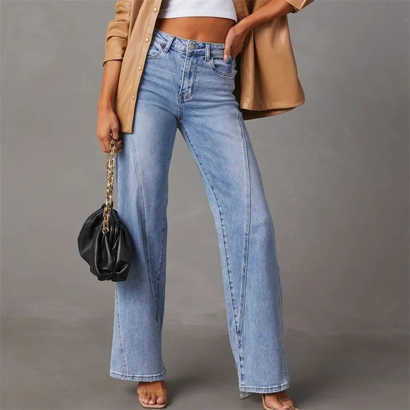 Blanche | Jean Large Taille Haute Femme