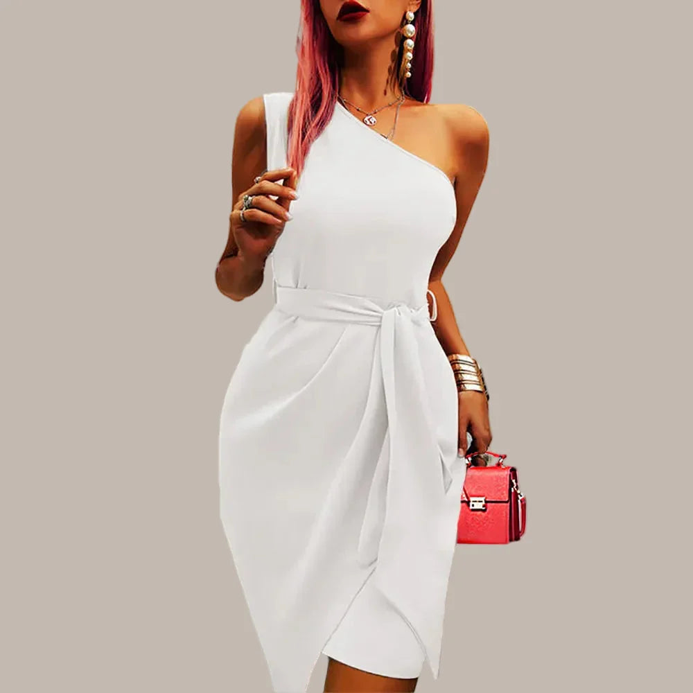 Léa | Robe de Soirée Mi-Longue Asymétrique Femme