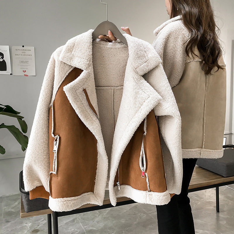 Guenièvre | Veste Courte Larges Revers Empiècements Texturés