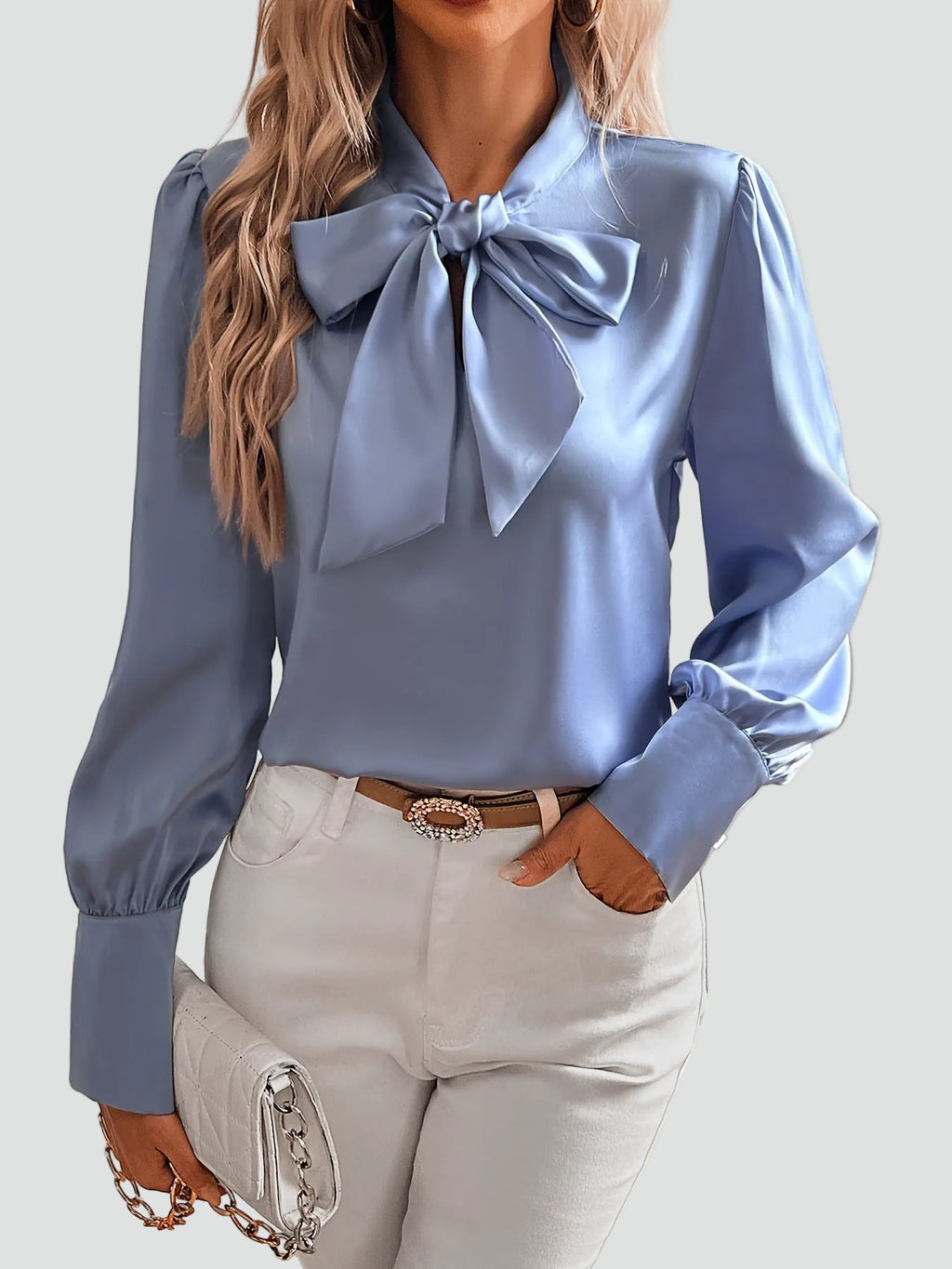 Suzette | Blouse Satin Nœud Femme
