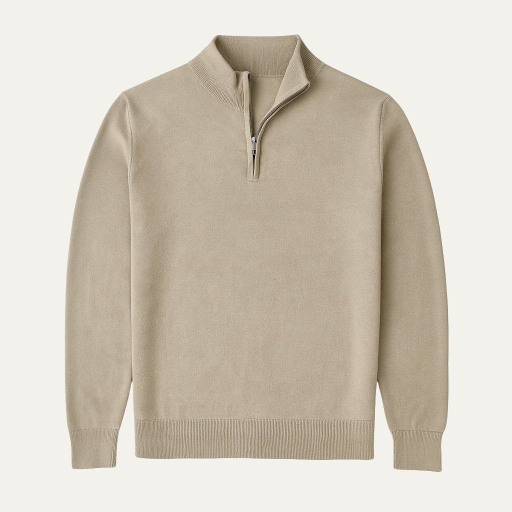 Mathias | Pull Fin Slim Demi-Zip Col Cheminée