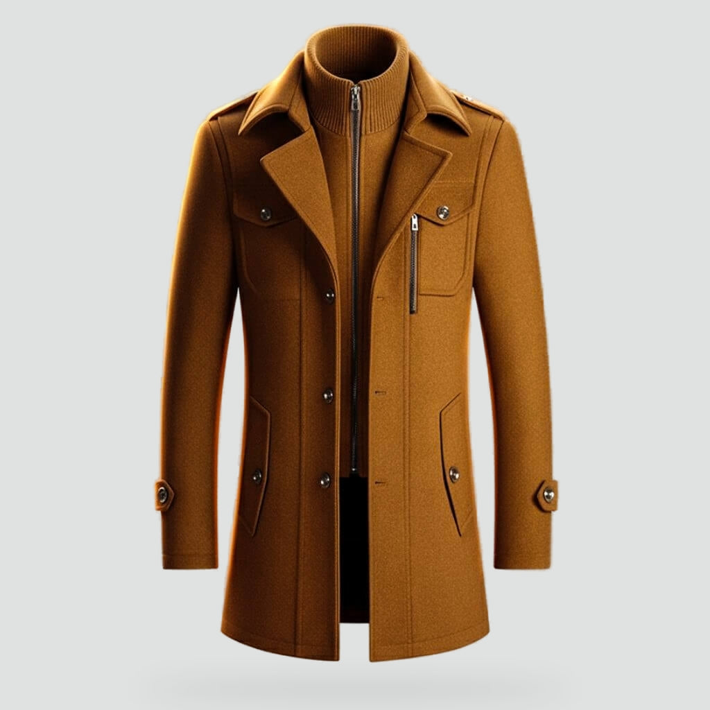 Clothaire | Manteau Laine Mélangée Col Double
