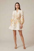 Muriel | Robe Courte Fleurie Manches Bouffantes