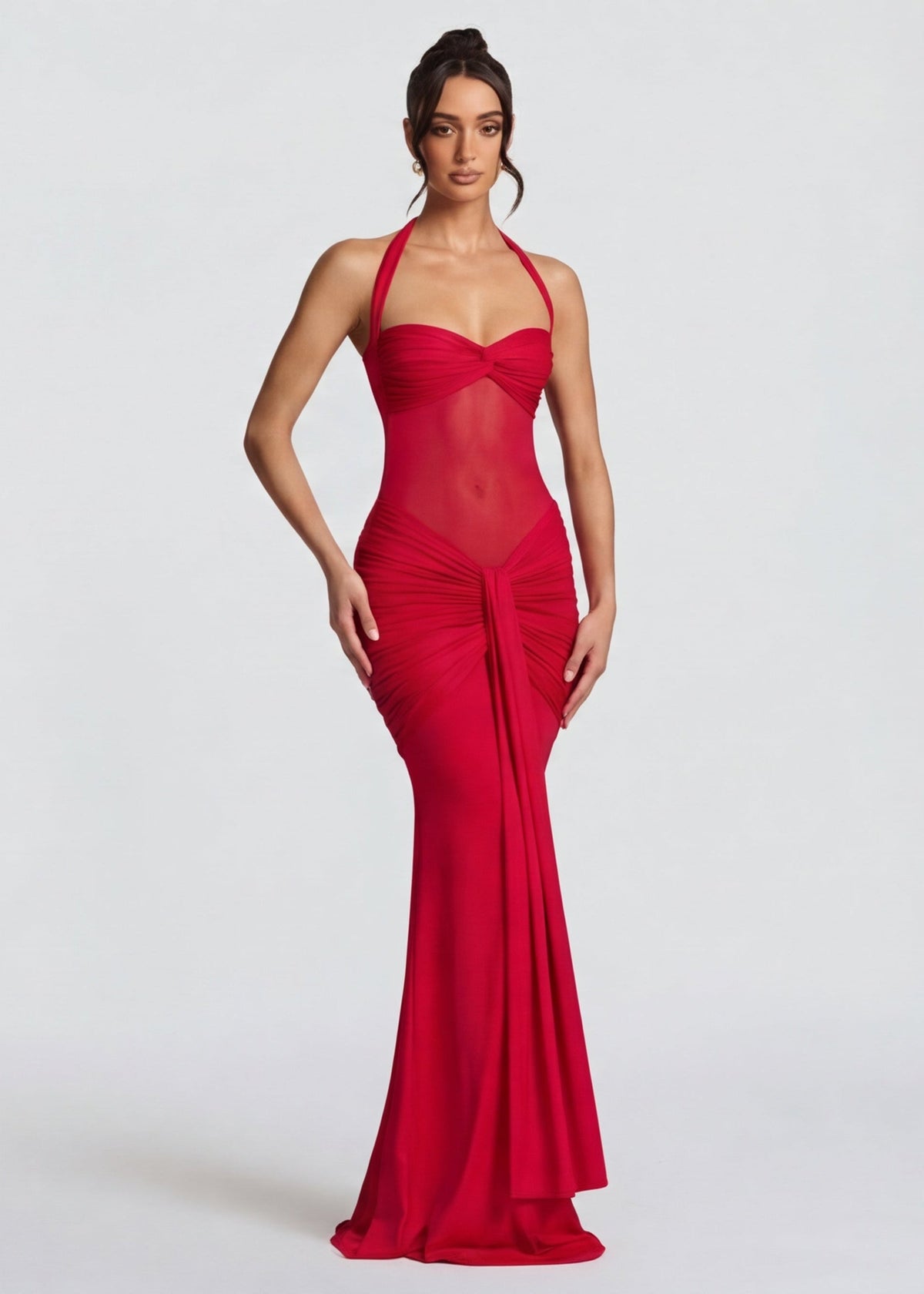 Cosima | Robe Longue Taille Résille Hanches Froncées