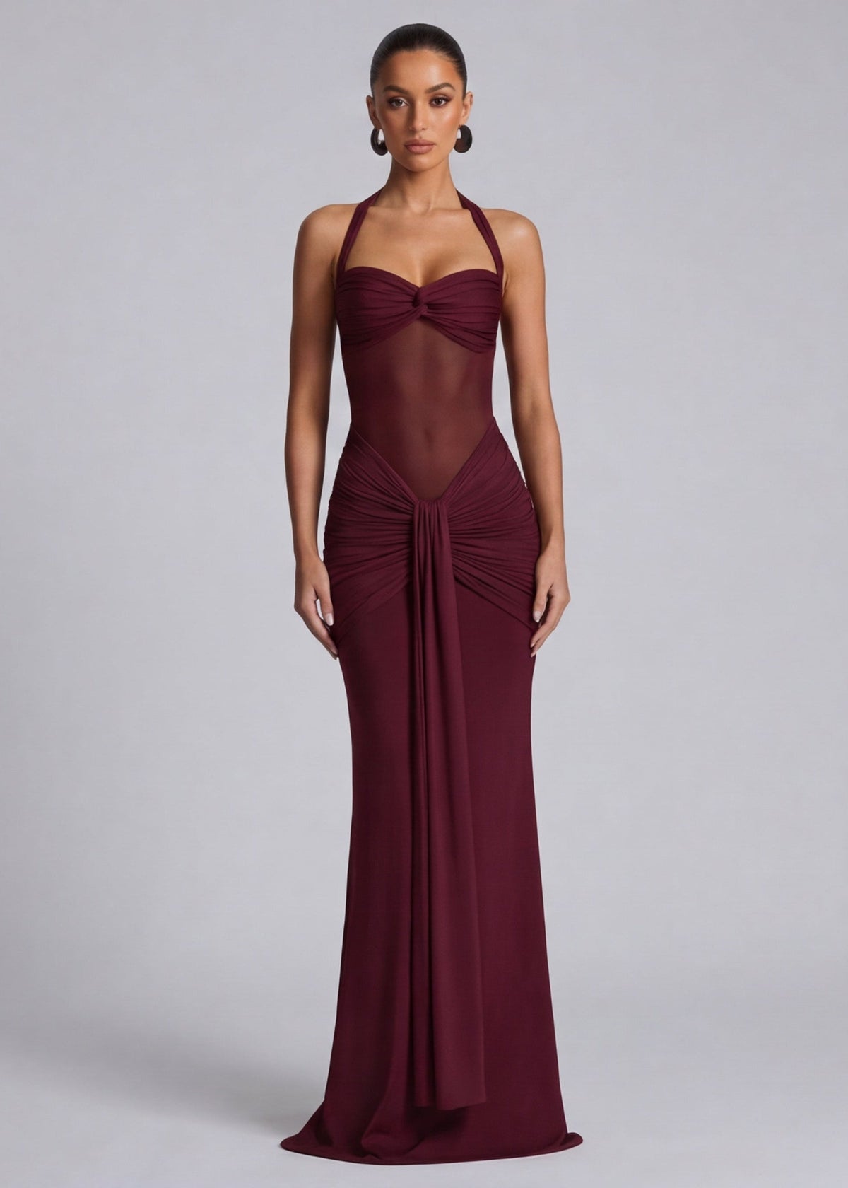 Cosima | Robe Longue Taille Résille Hanches Froncées