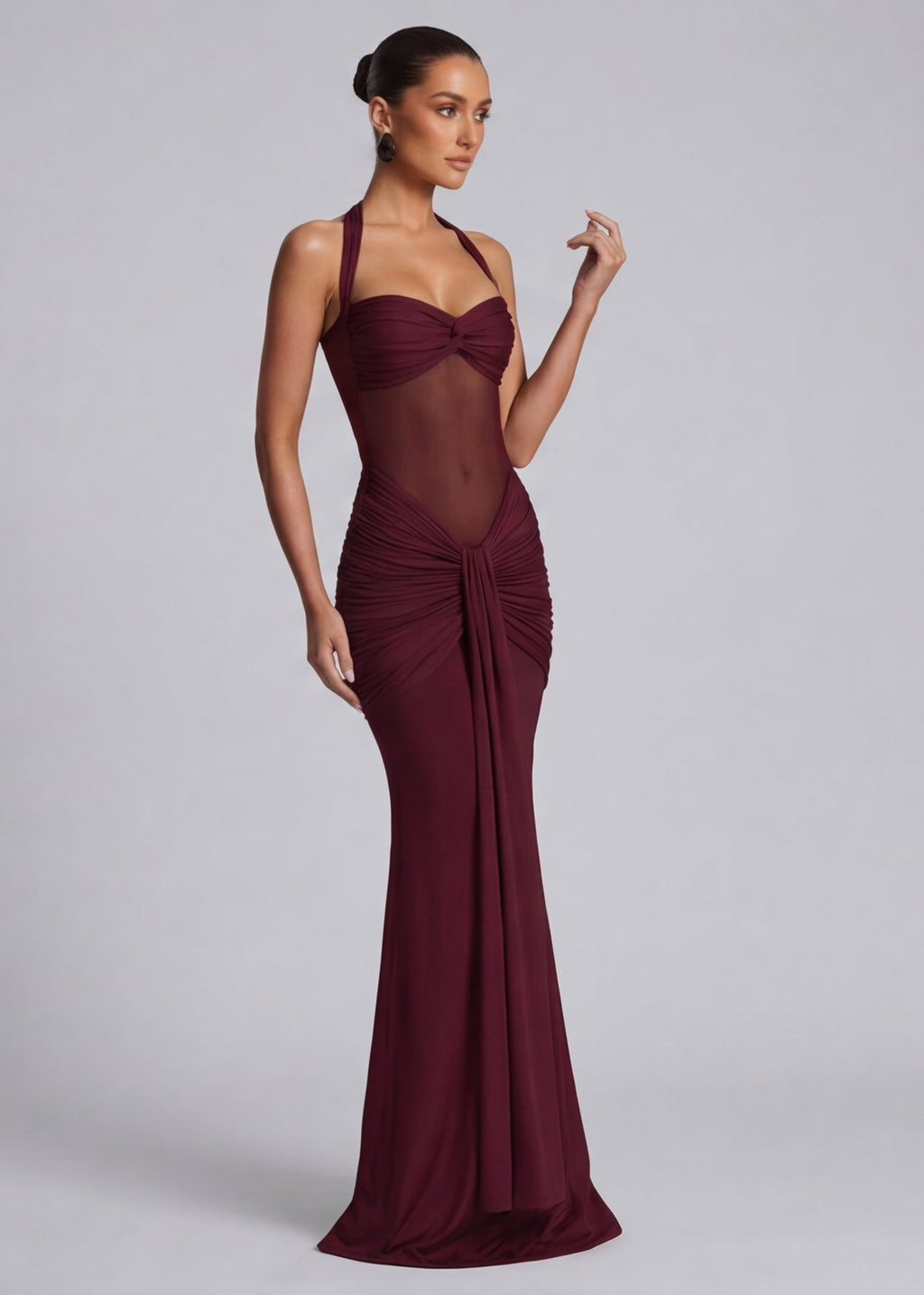 Cosima | Robe Longue Taille Résille Hanches Froncées
