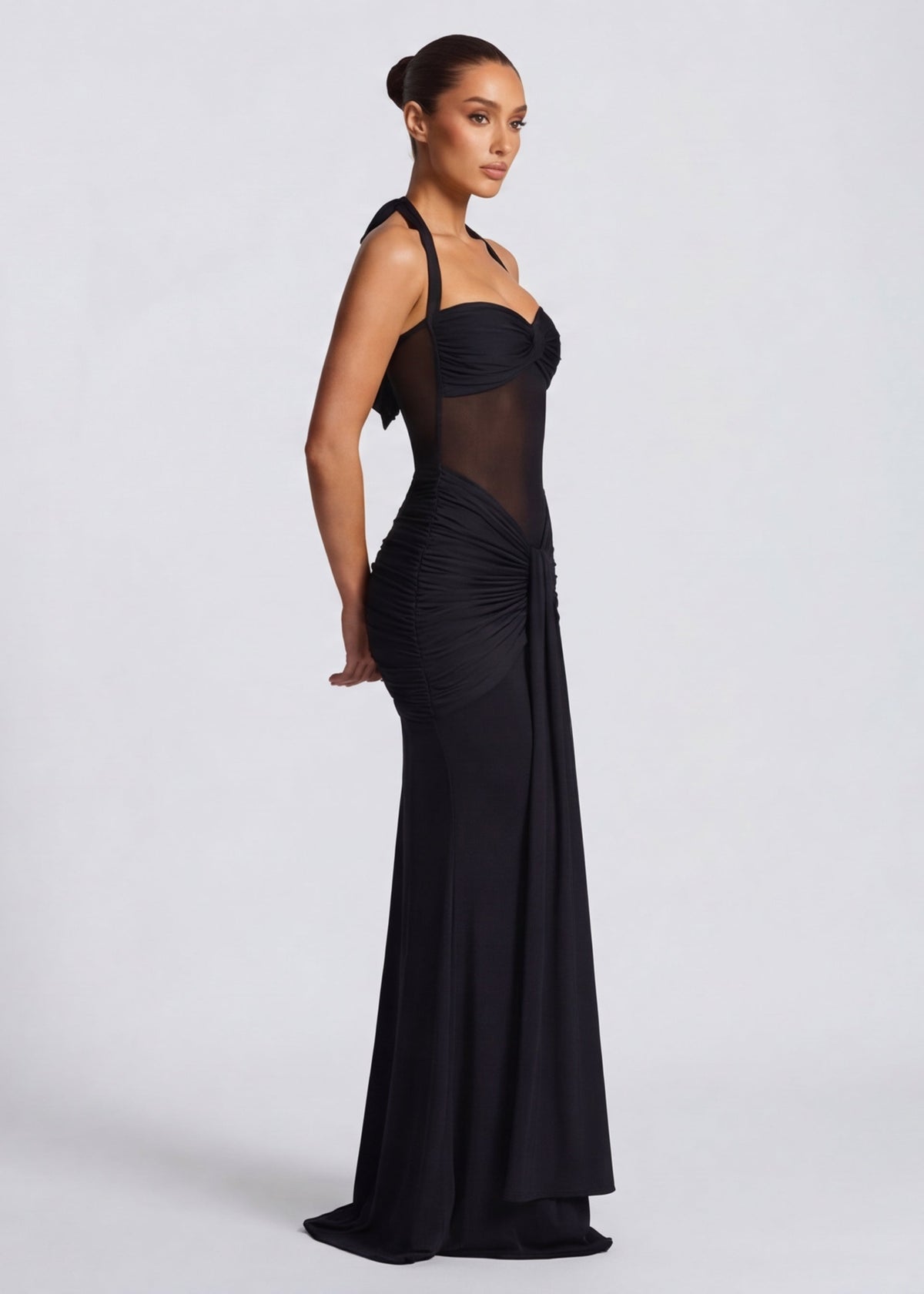Cosima | Robe Longue Taille Résille Hanches Froncées