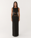 Chiara | Robe Longue Ajustée Découpes Dentelle