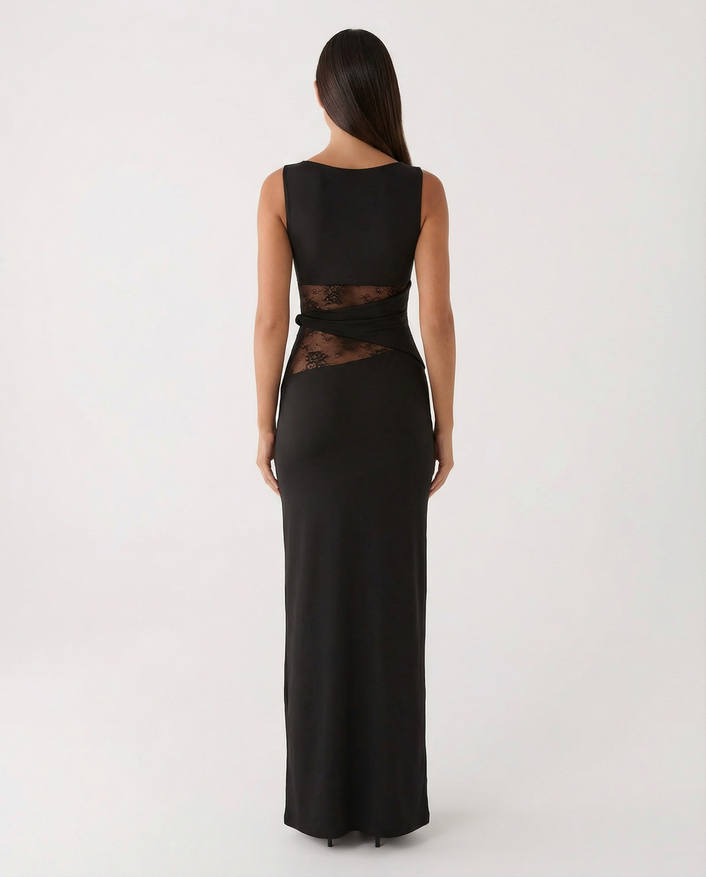 Chiara | Robe Longue Ajustée Découpes Dentelle