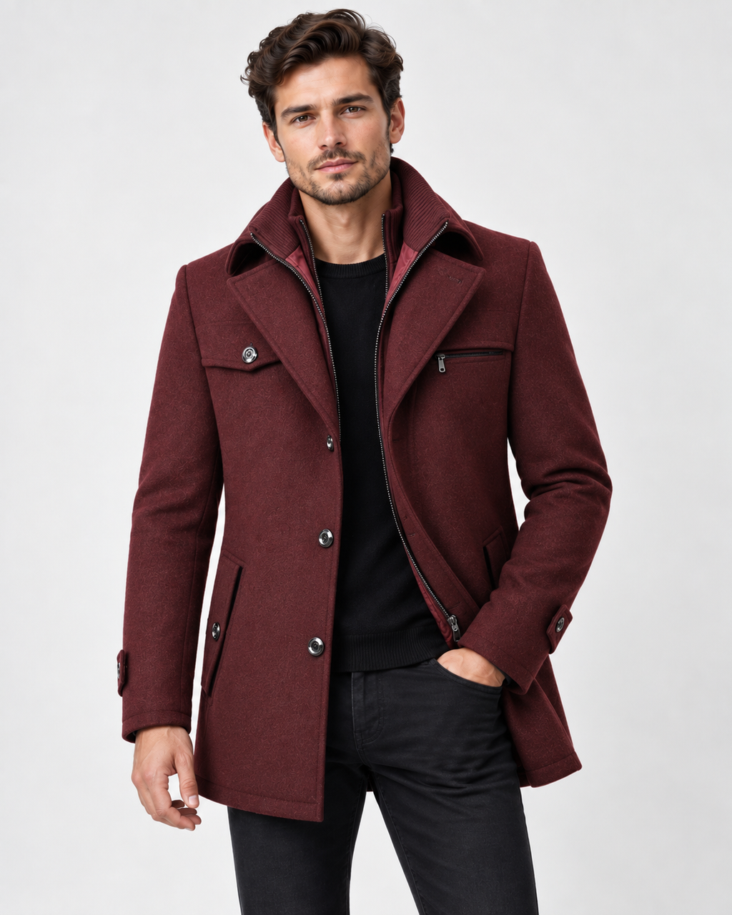 Fargeau | Manteau Col Texturé Doublé