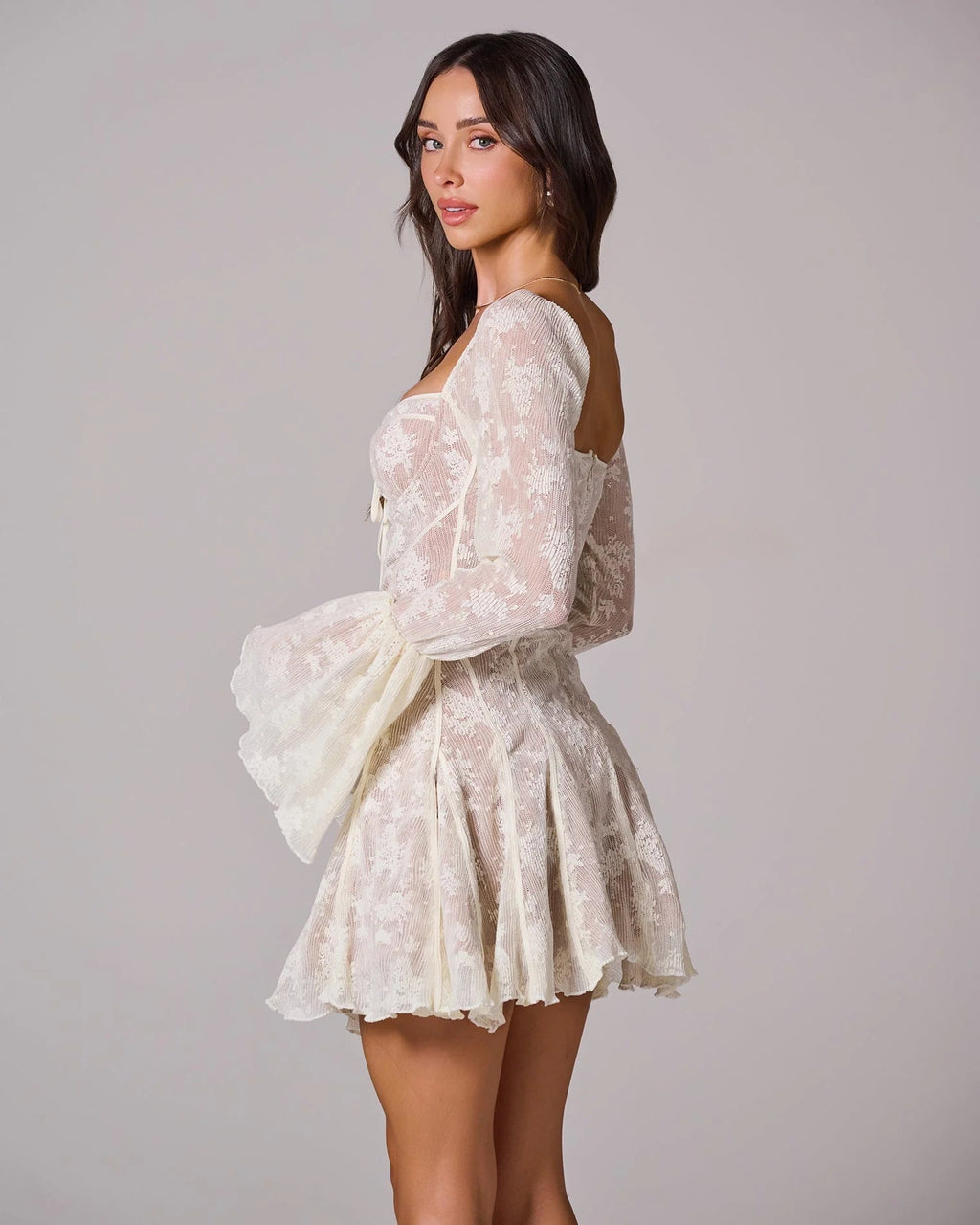 Marie | Robe Midi Dentelle Manches Longues