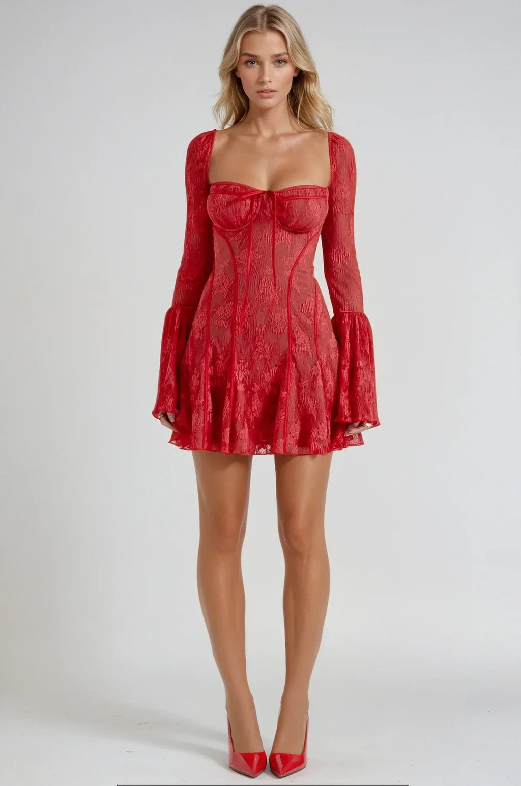 Marie | Robe Midi Dentelle Manches Longues