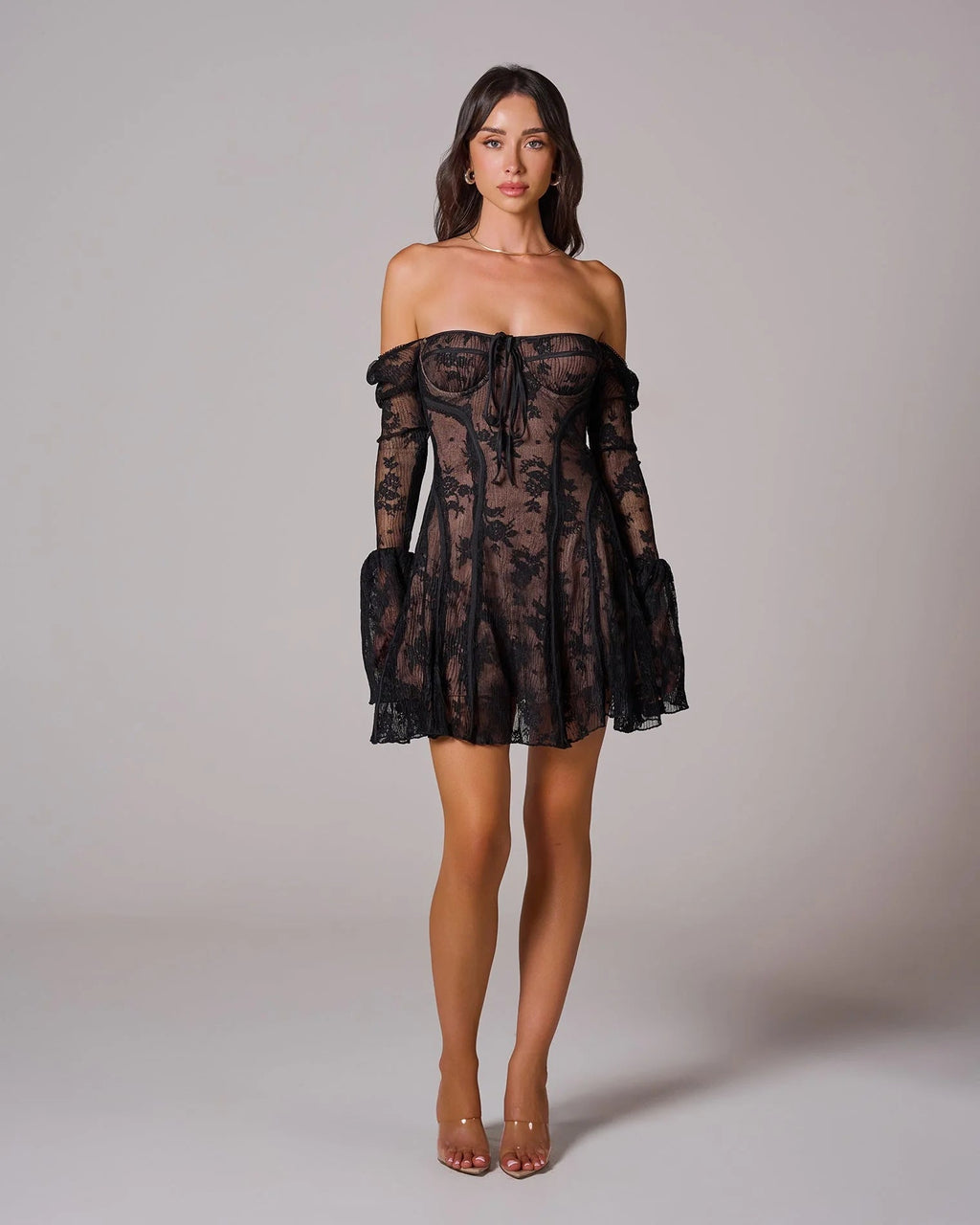 Marie | Robe Midi Dentelle Manches Longues