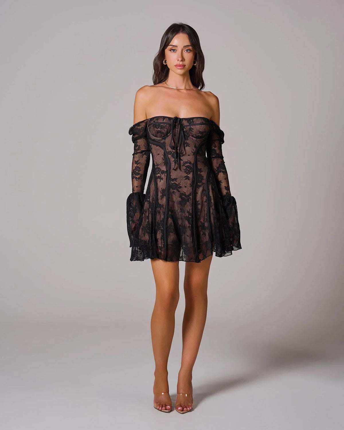 Marie | Robe Midi Dentelle Manches Longues