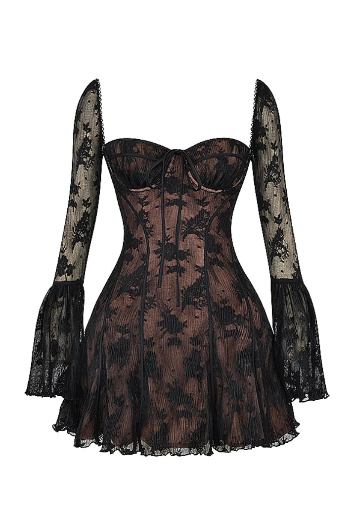 Marie | Robe Midi Dentelle Manches Longues