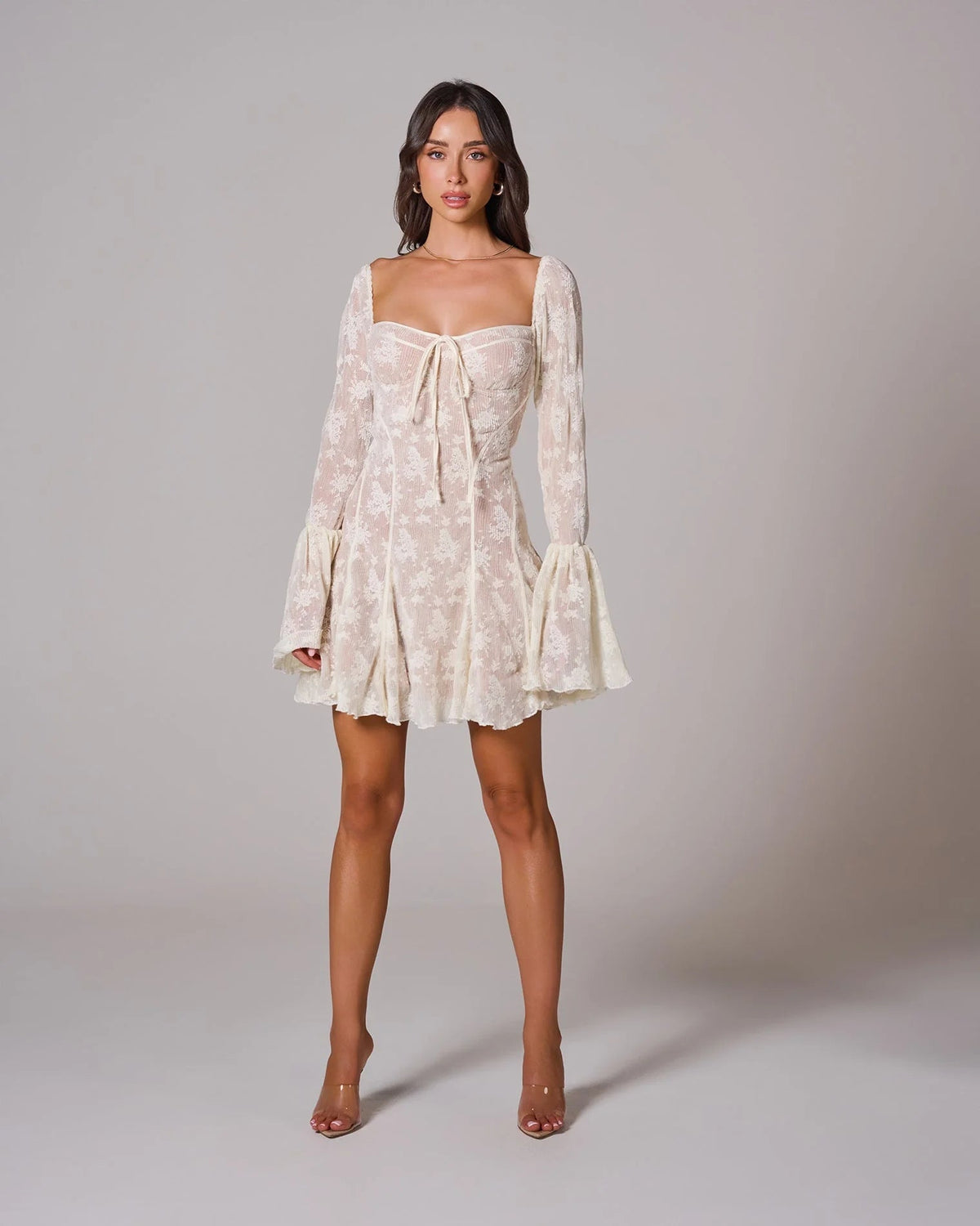 Marie | Robe Midi Dentelle Manches Longues