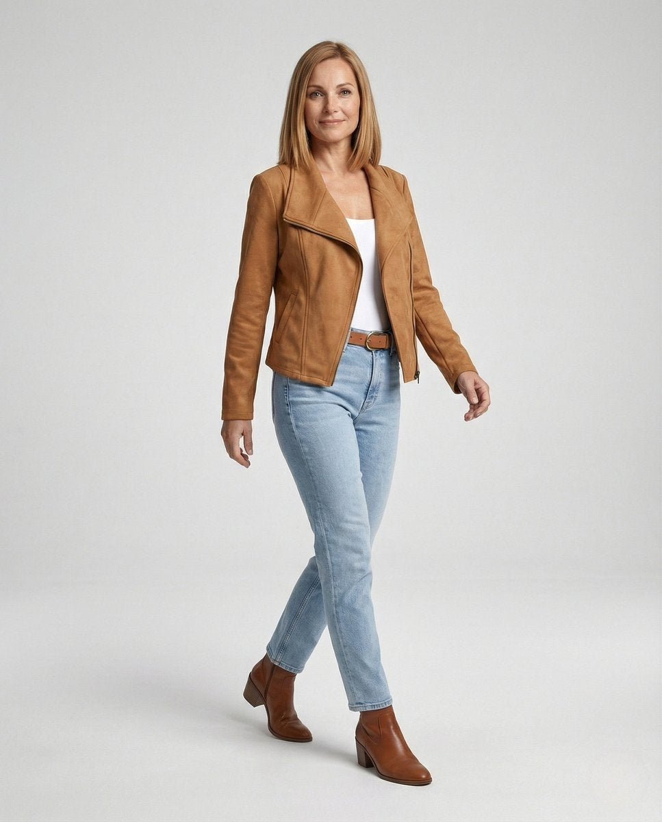 Hortensia | Blouson Biker Larges Revers Zip Asymétrique