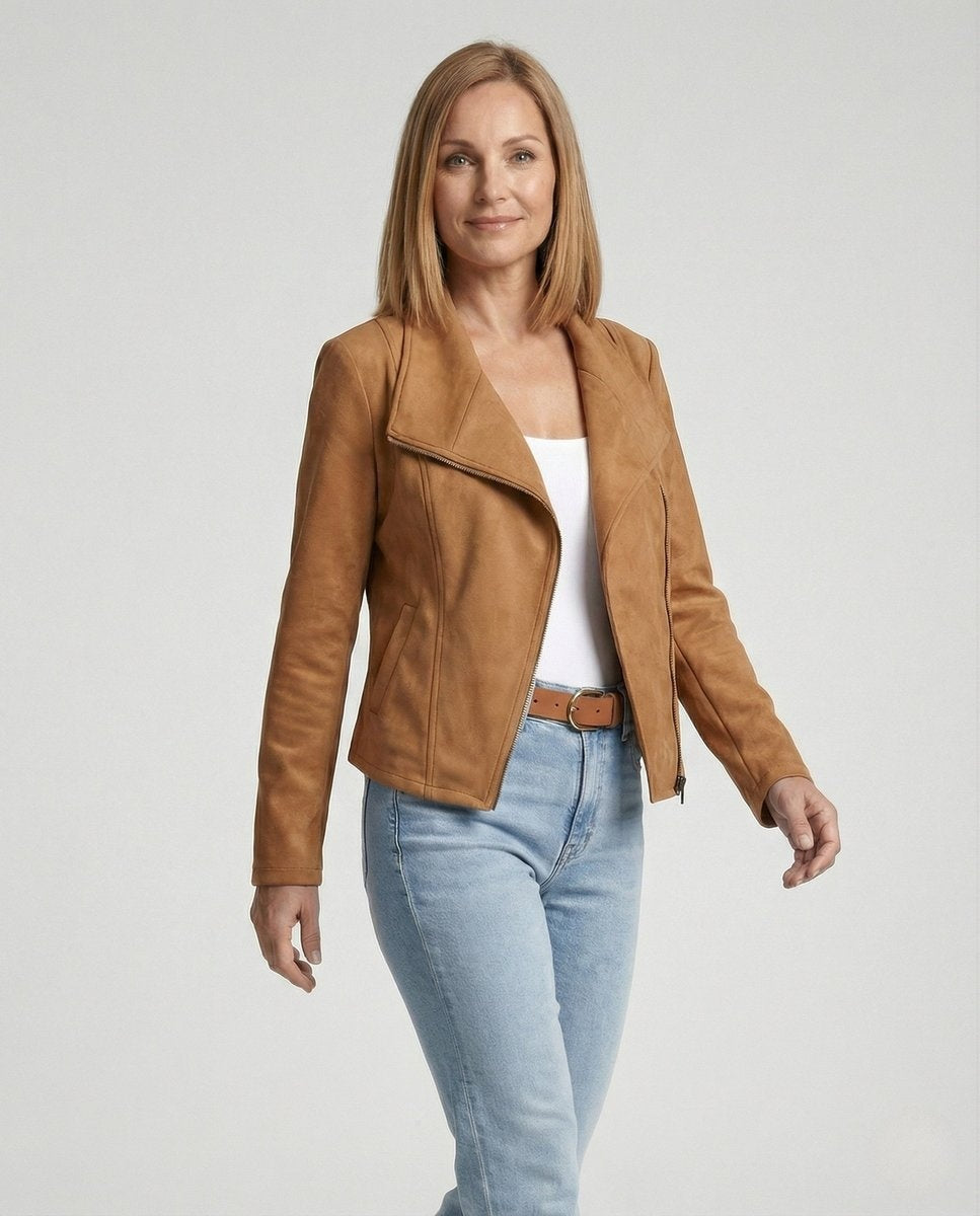 Hortensia | Blouson Biker Larges Revers Zip Asymétrique