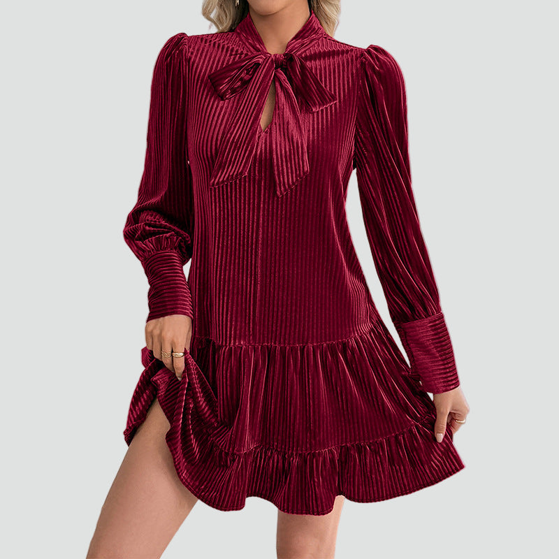 Théa | Robe Courte Velours Nœud Femme