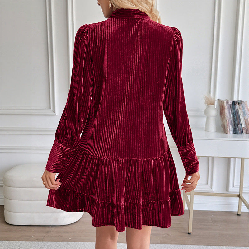 Théa | Robe Courte Velours Nœud Femme