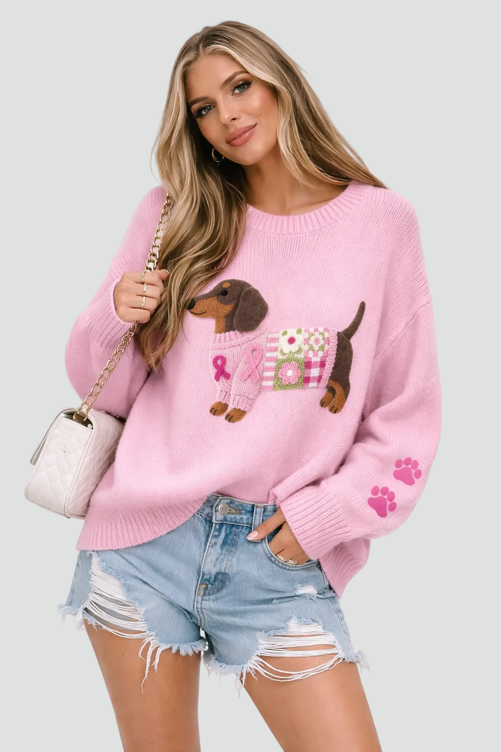 Delphine | Pull en Maille Imprimé Chiot Femme
