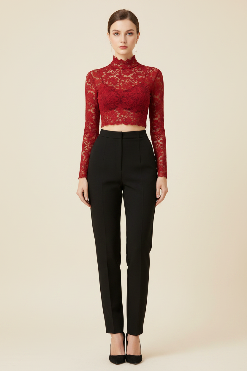 Capucine | Blouse Dentelle Col Montant Femme