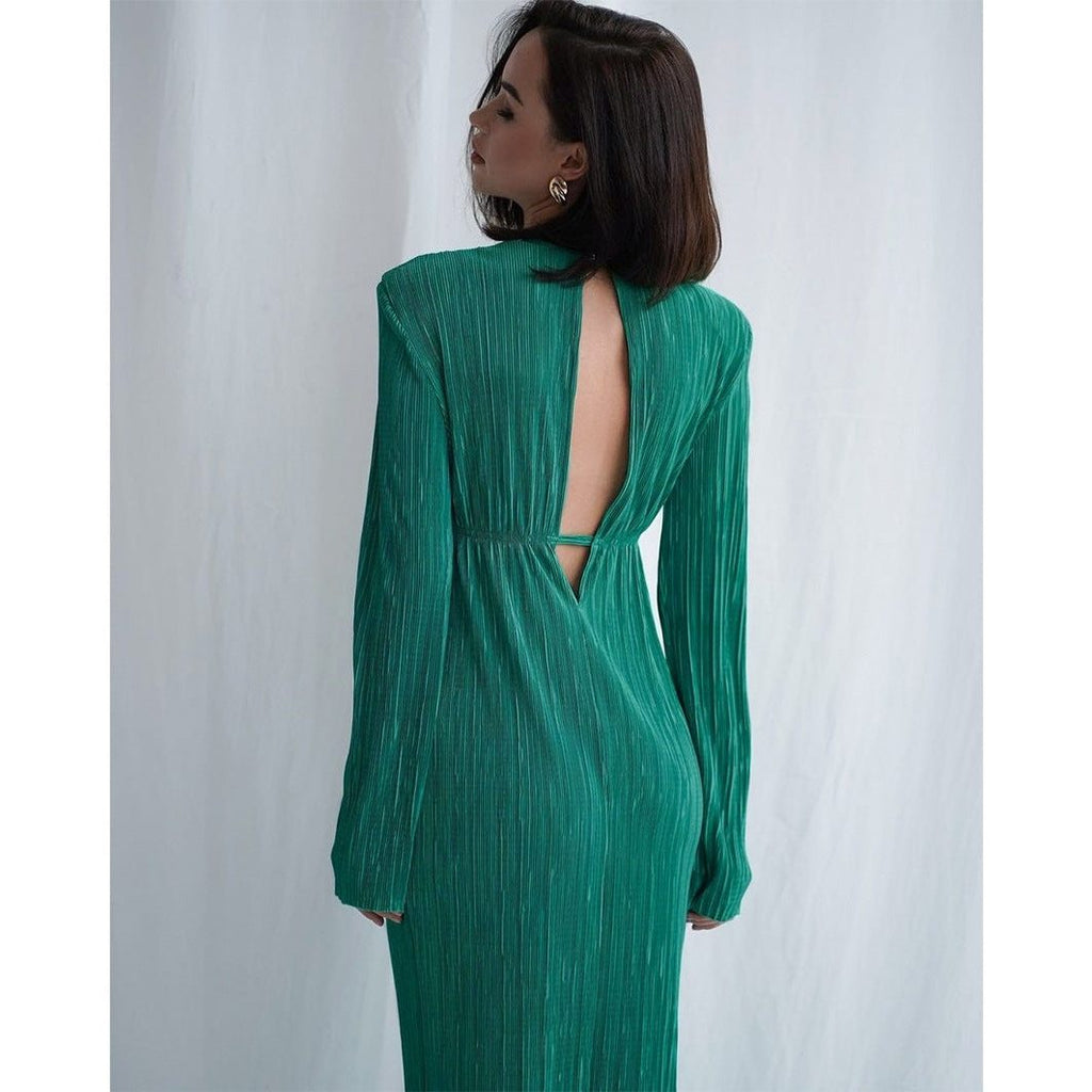 Sibylle | Robe Longue Plissée Manches Longues
