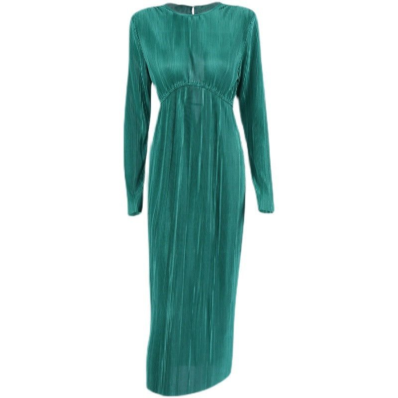 Sibylle | Robe Longue Plissée Manches Longues