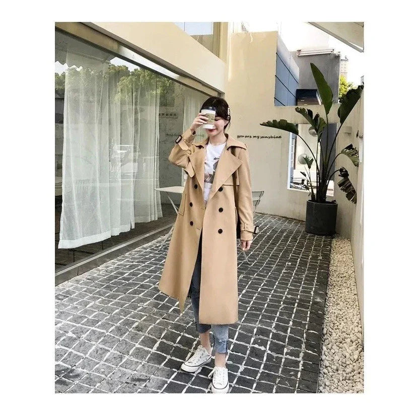 Léonore | Trench Long Double Boutonnage Doublure Motif