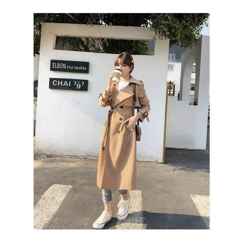 Léonore | Trench Long Double Boutonnage Doublure Motif