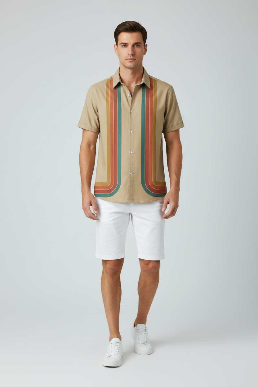 Boris | Chemise Rayée Rétro Manches Courtes