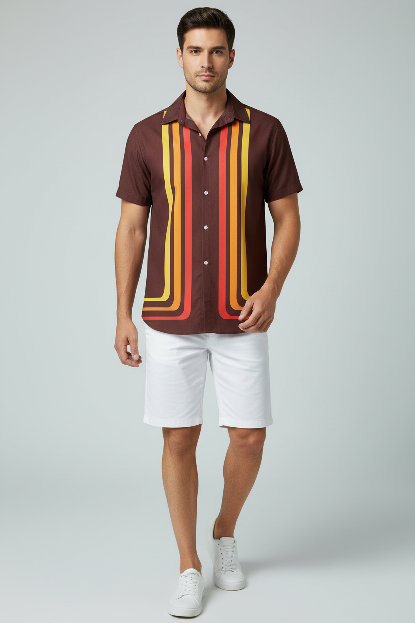 Boris | Chemise Rayée Rétro Manches Courtes