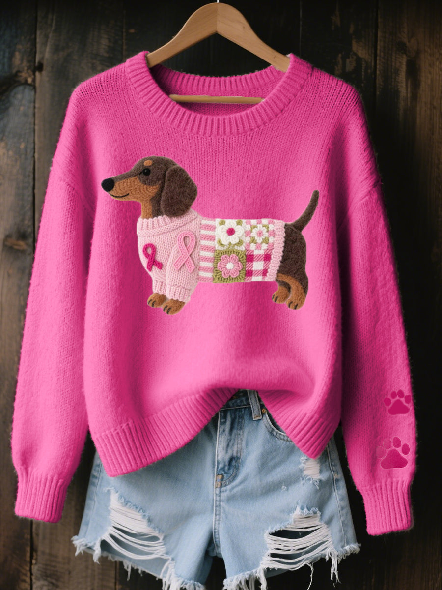 Delphine | Pull en Maille Imprimé Chiot Femme