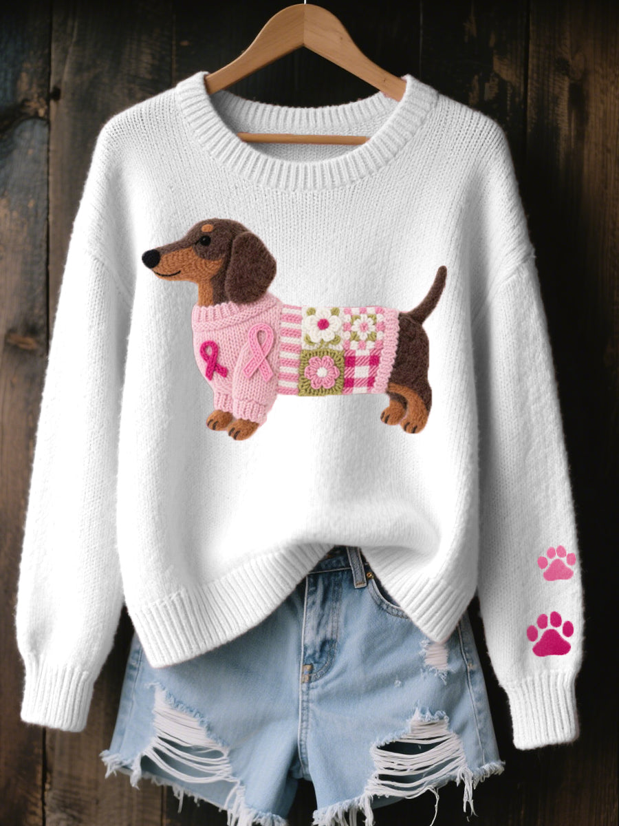 Delphine | Pull en Maille Imprimé Chiot Femme