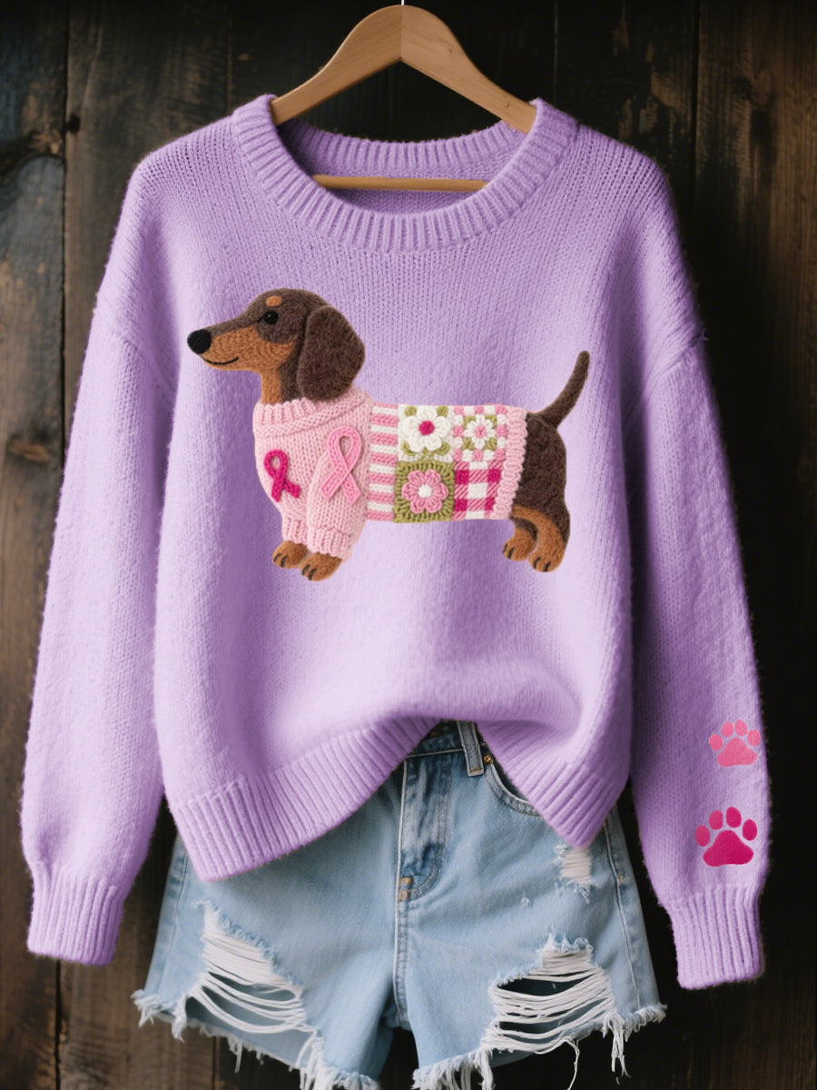 Delphine | Pull en Maille Imprimé Chiot Femme