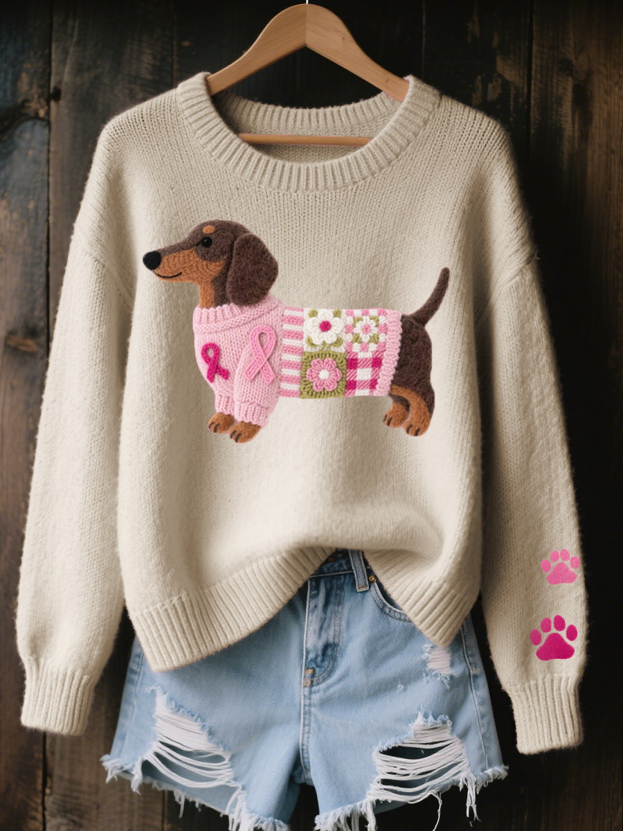 Delphine | Pull en Maille Imprimé Chiot Femme