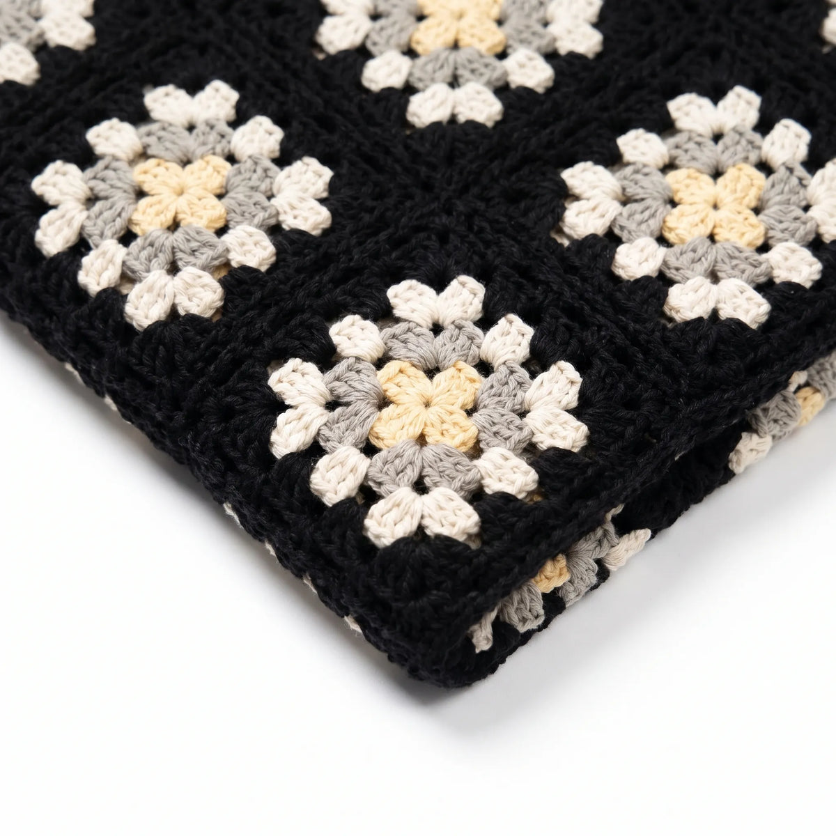 David | Chemise Crochet Motifs Carrés Noire