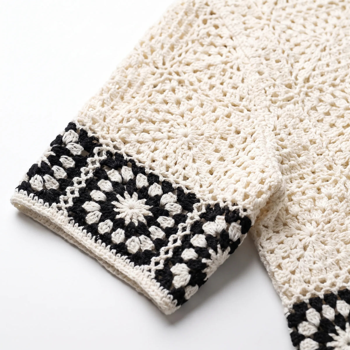 Stéphane | Chemise Crochet Motifs Carrés Blanche