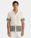 Stéphane | Chemise Crochet Motifs Carrés Blanche