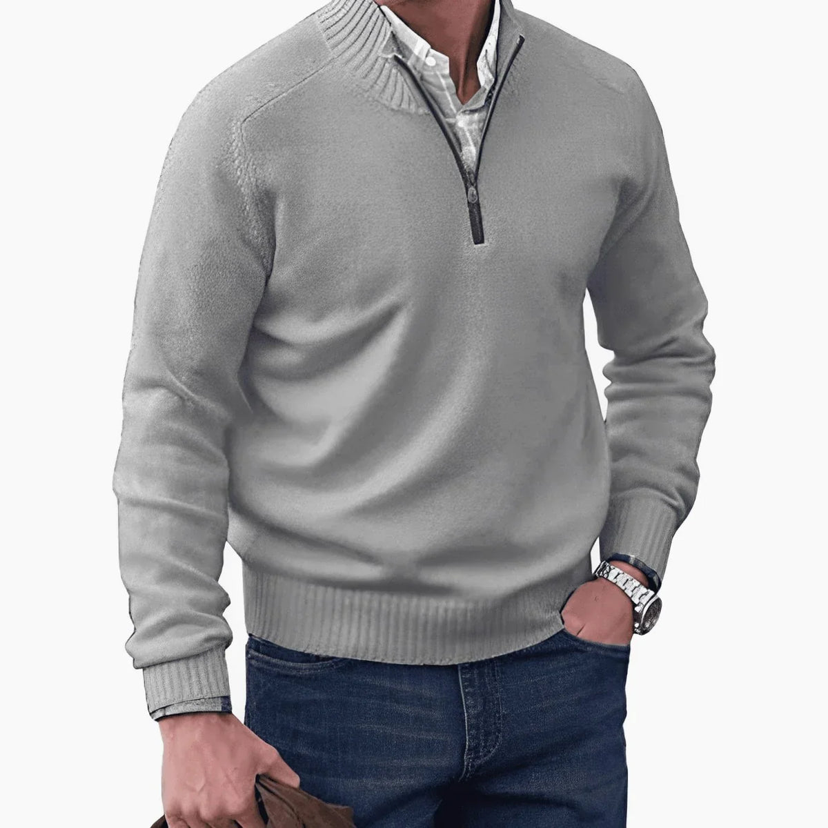 Urbain | Pull Col Zippé Maille Unie