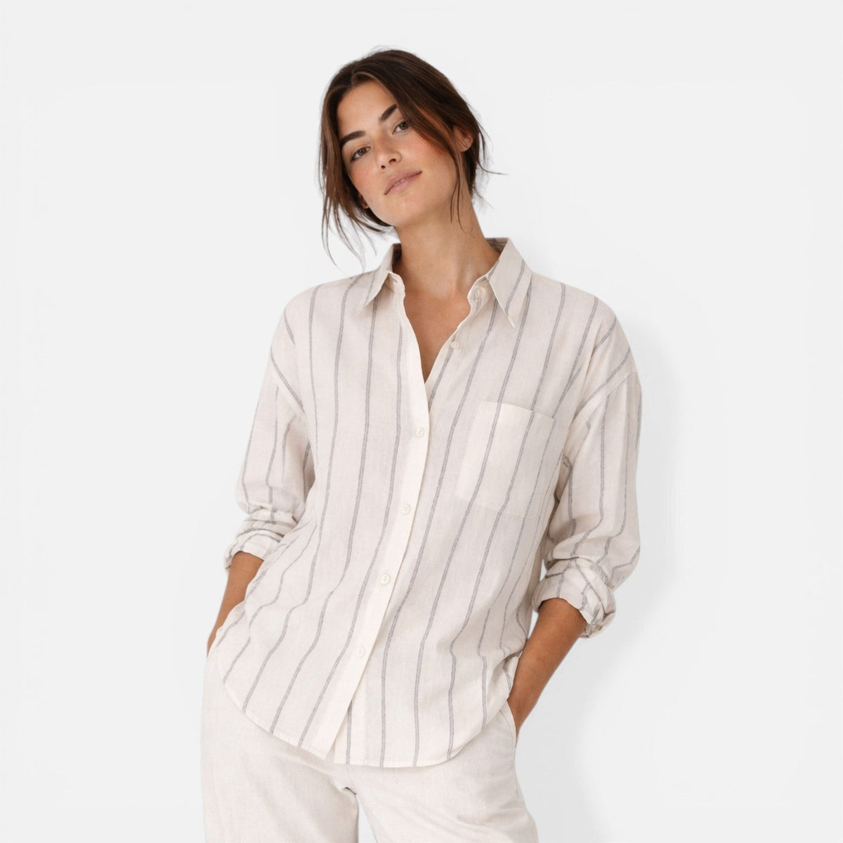 Karine | Chemise Rayée Boutonnée Femme