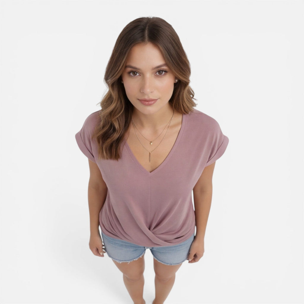 Hedwige | T-Shirt Col V Torsadé Femme