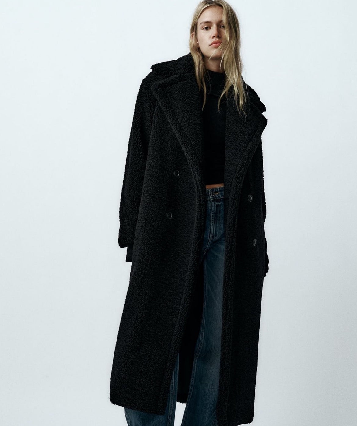 Arielle | Manteau Long Teddy Double Boutonnage
