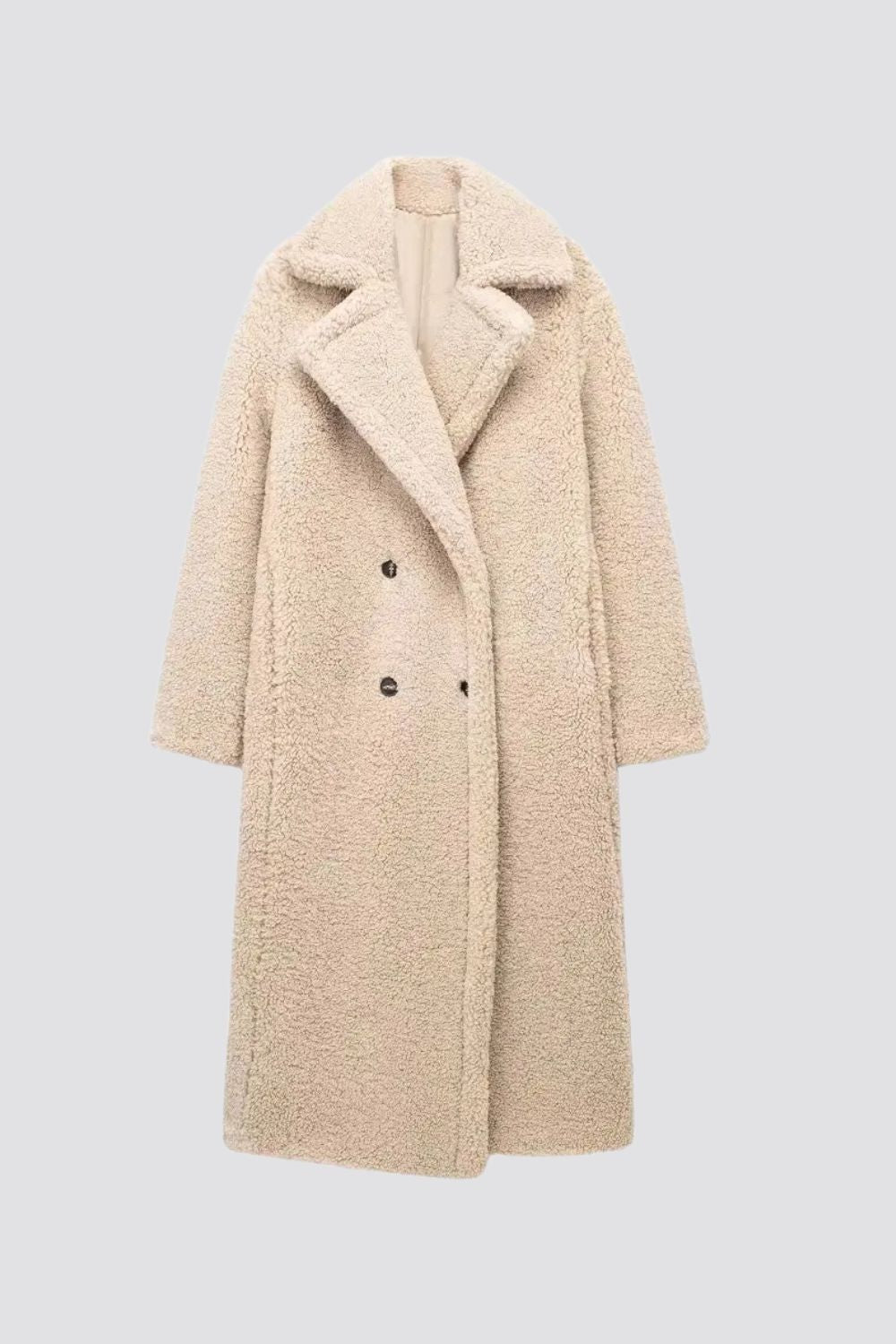 Arielle | Manteau Long Teddy Double Boutonnage