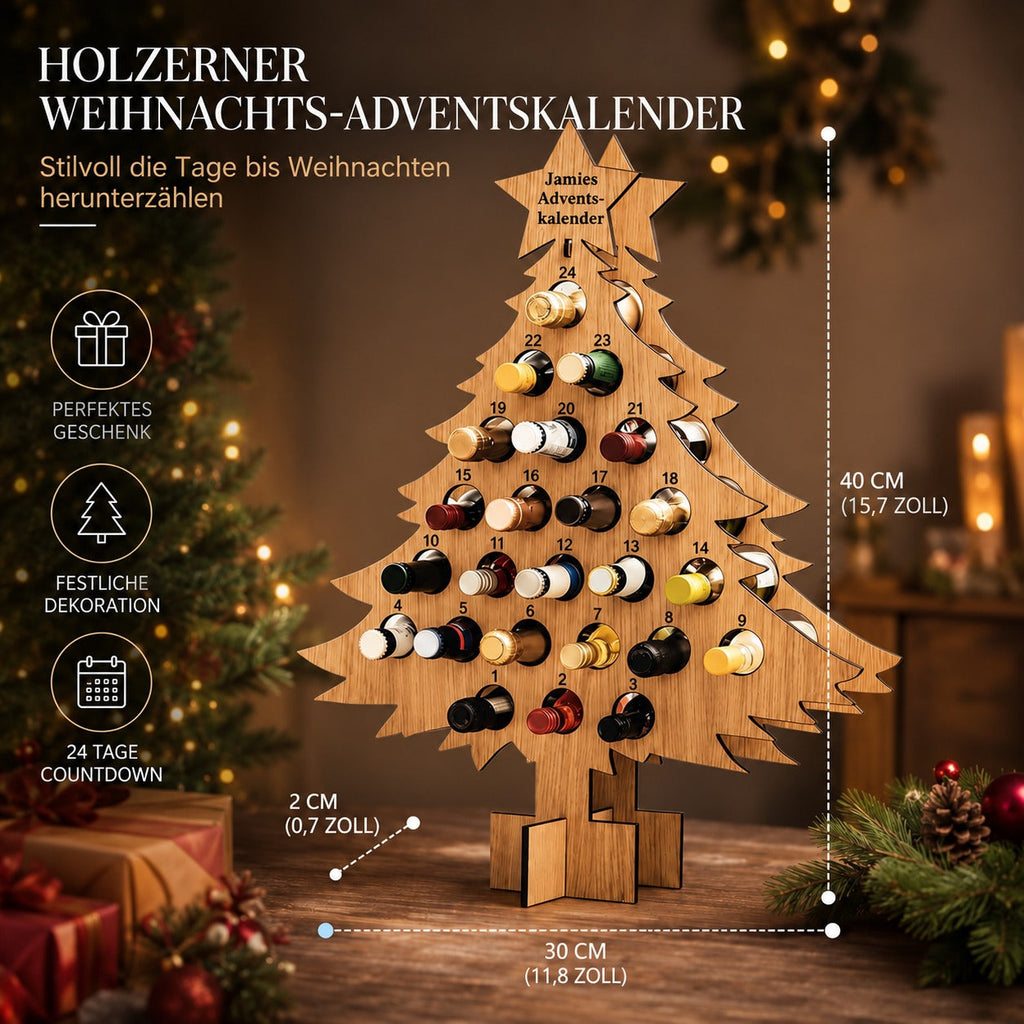 Calendrier de l'Avent en bois pour vin et bière 2026