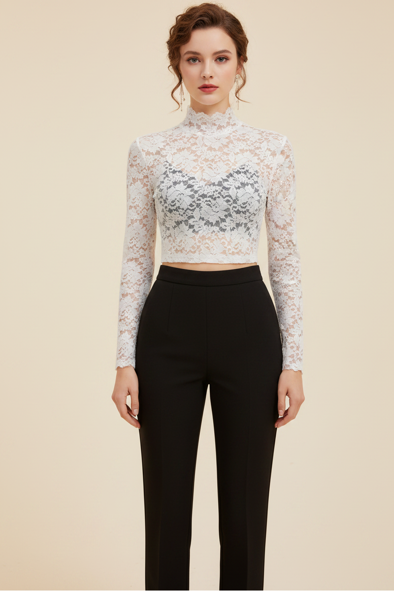 Capucine | Blouse Dentelle Col Montant Femme